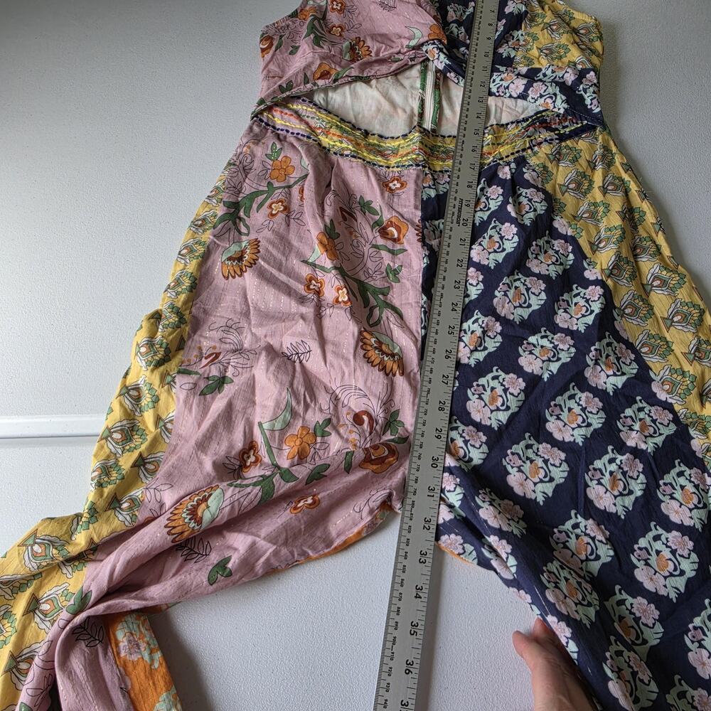 Floral Patchwork Wide-Leg Jumpsuit in Pink, Navy & Yellow - Picture 6 of 14